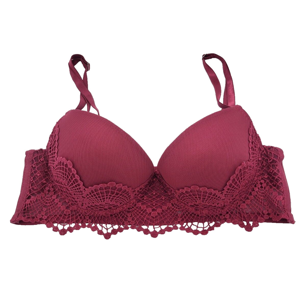 XOXO Magenta Underwire‎ Push Up Bra Pink Crochet Full Coverage Size 34B